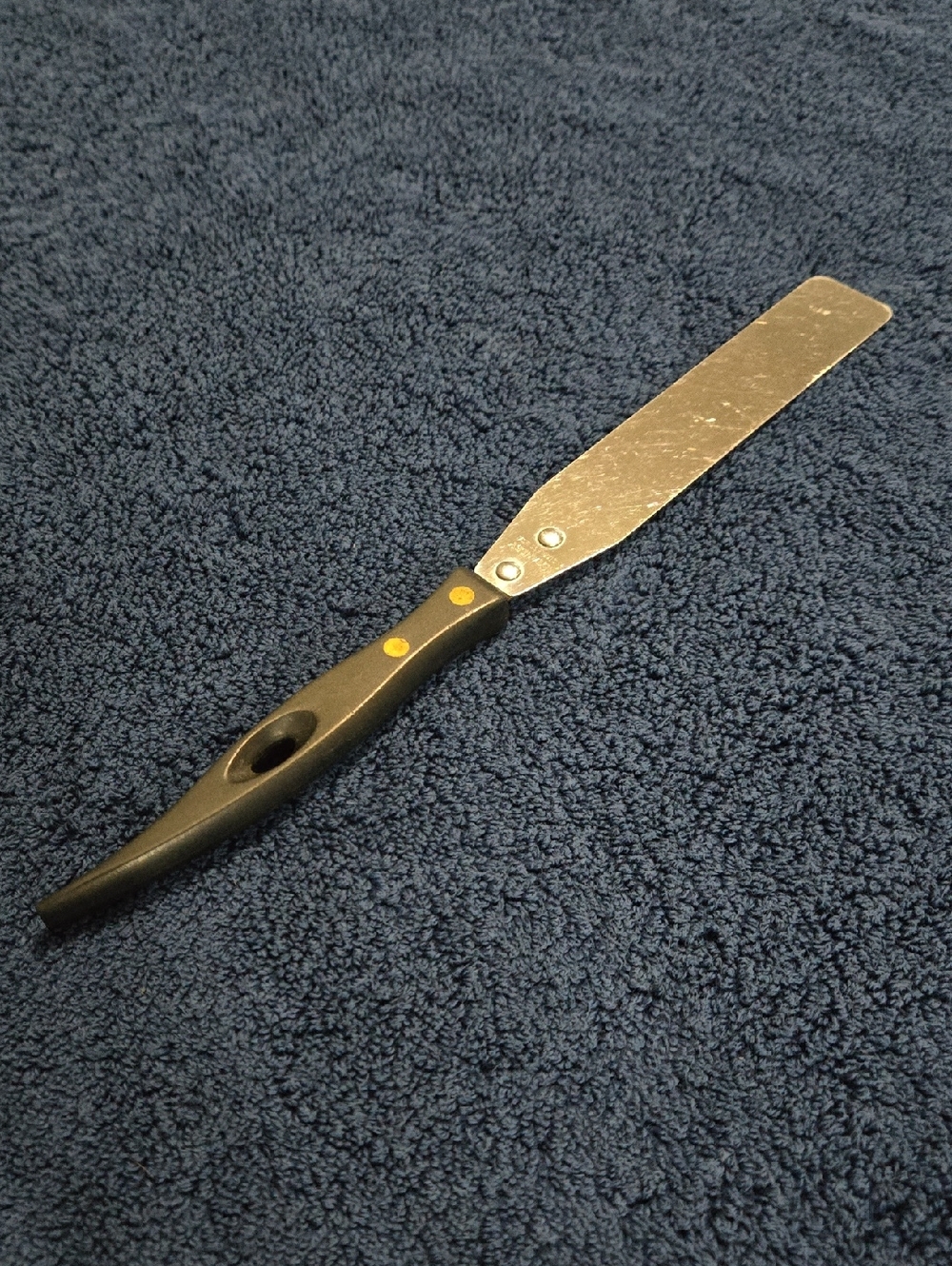 Vintage MCM Stanley Spreader Stainless  Steel Spatula Utensil Black Rivit Handle